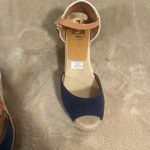 Kanna blue suede wedge espadrille shoes